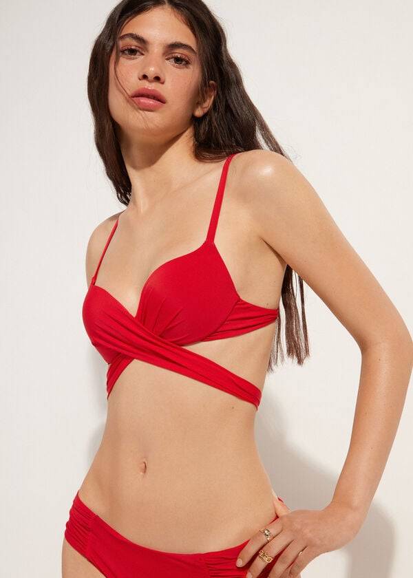 Bikini Tops Calzedonia Graduated Padded Push Up Indonesia Vermelhas | BR1725SO