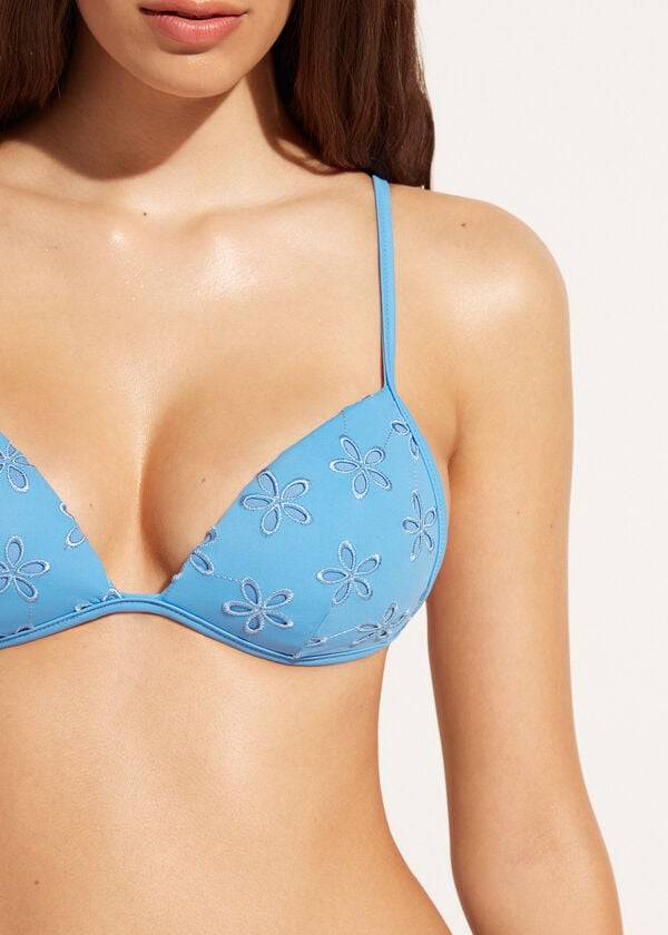 Bikini Tops Calzedonia Graduated Padded Triangle Corfù Azuis | BR1741WY