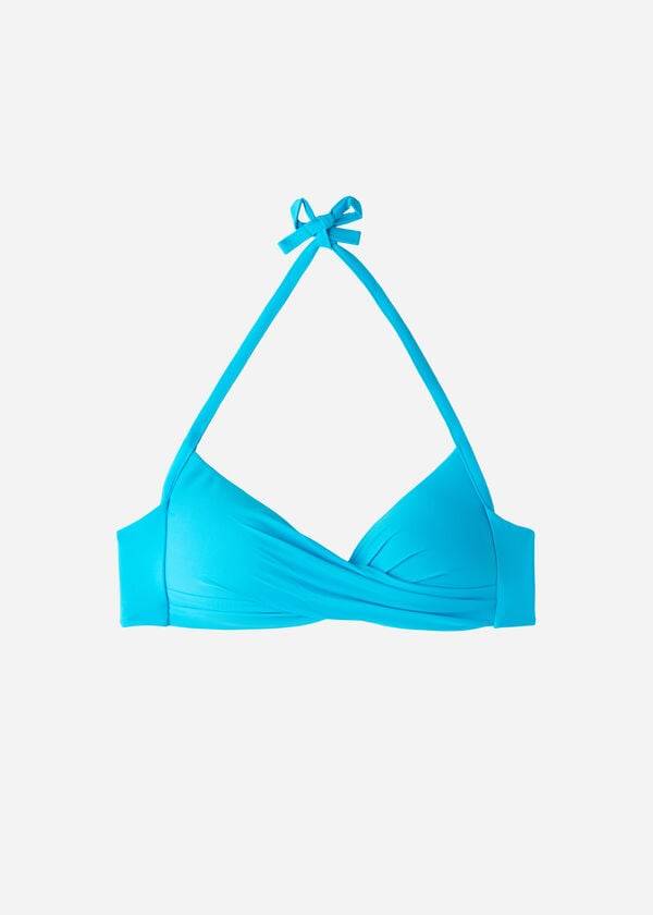 Bikini Tops Calzedonia Graduated Soft Crisscross Padded Triangle Indonesia Turquesa | BR1758LH