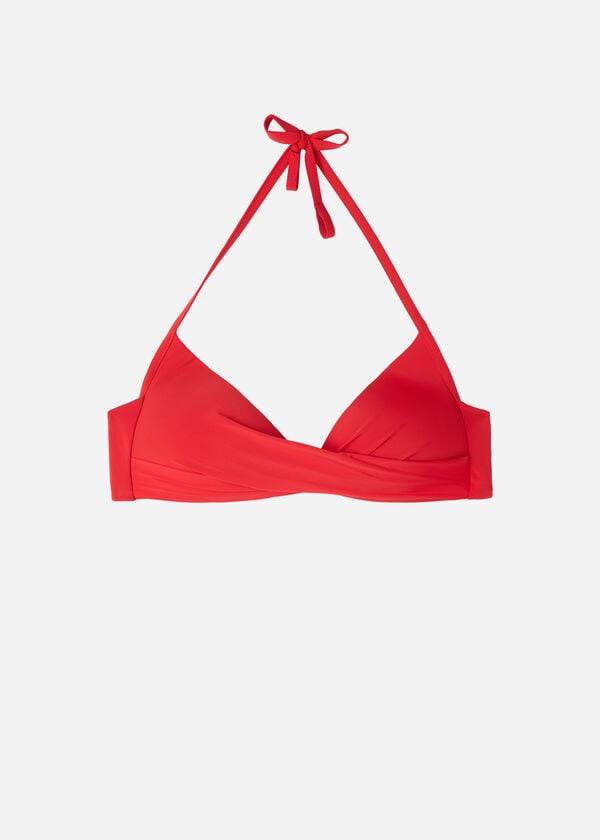 Bikini Tops Calzedonia Graduated Soft Crisscross Padded Triangle Indonesia Vermelhas | BR1759ZG