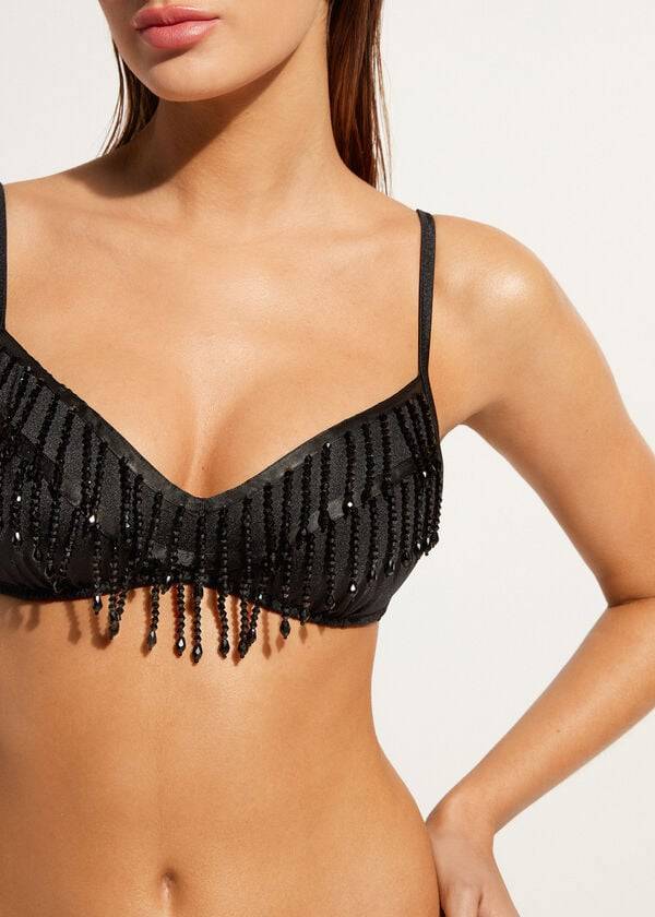 Bikini Tops Calzedonia Lightly Padded Tank-Style Taipei Pretas | BR1780GL