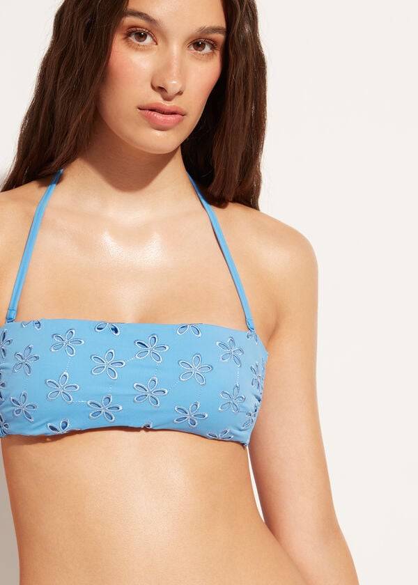 Bikini Tops Calzedonia Padded Bandeau Corfù Azuis | BR1786XF