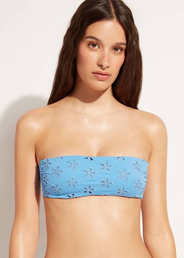 Bikini Tops Calzedonia Padded Bandeau Corfù Azuis | BR1786XF