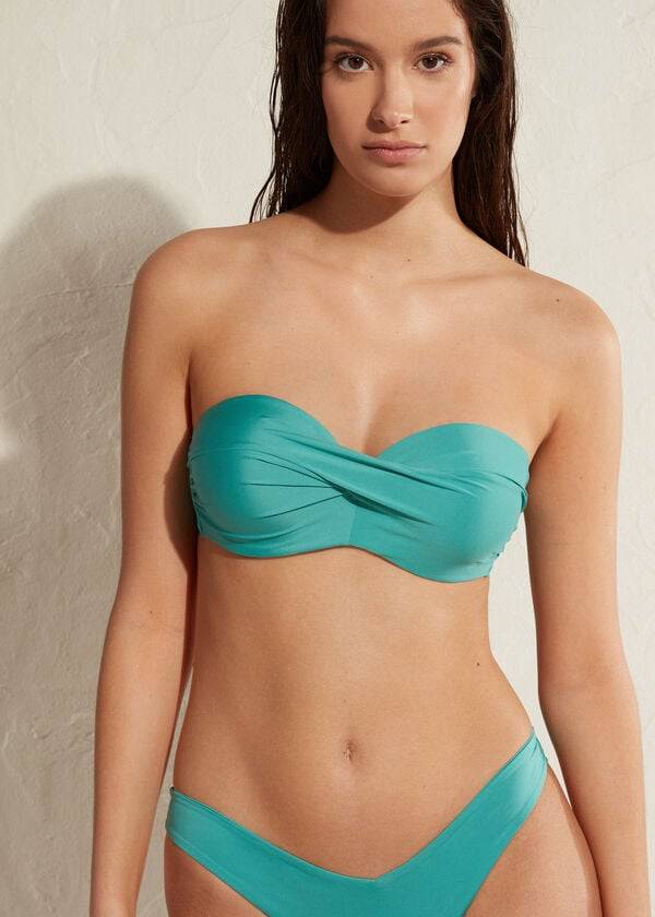 Bikini Tops Calzedonia Padded Bandeau Indonesia Turquesa | BR1787CE