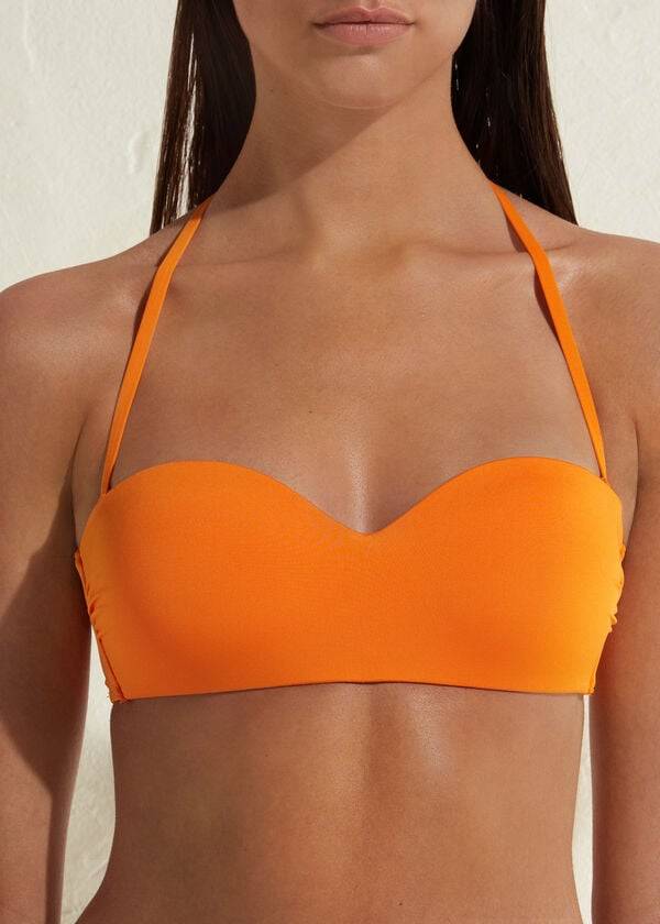 Bikini Tops Calzedonia Padded Bandeau Indonesia Eco Laranja | BR1792QZ