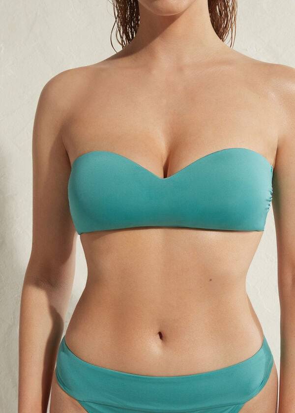 Bikini Tops Calzedonia Padded Bandeau Indonesia Eco Turquesa | BR1793WY