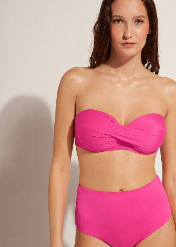 Bikini Tops Calzedonia Padded Bandeau Indonesia Eco cobey Rosa | BR1800OR