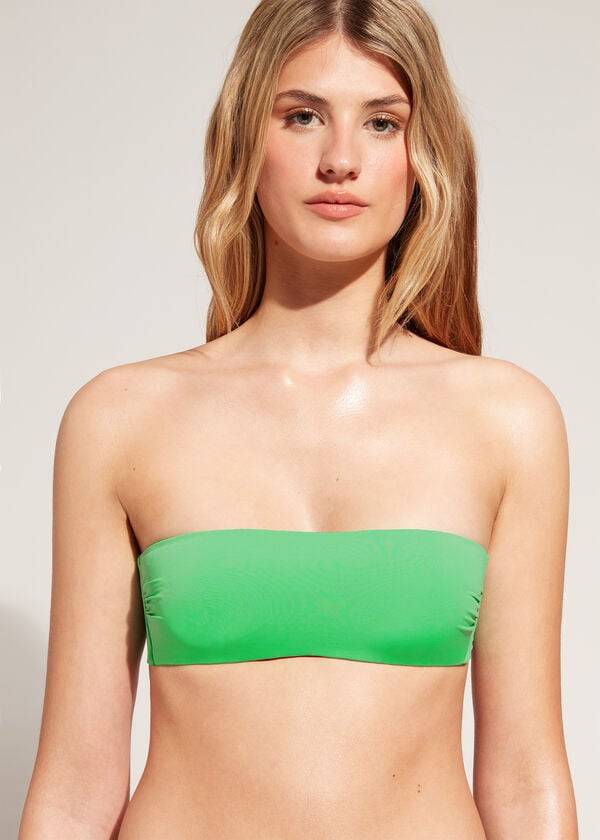 Bikini Tops Calzedonia Padded Bandeau Indonesia Eco rosa Verdes | BR1804DN