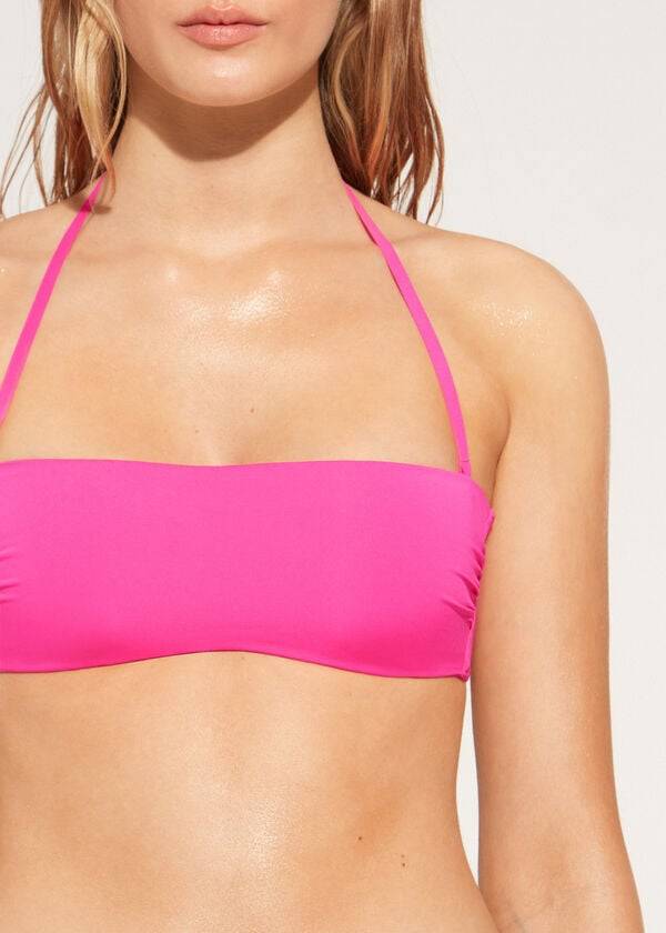 Bikini Tops Calzedonia Padded Bandeau Indonesia Eco rosa Rosa | BR1805FM