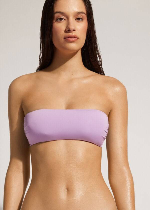 Bikini Tops Calzedonia Padded Bandeau Indonesia Eco Strapless Roxo | BR1808JJ