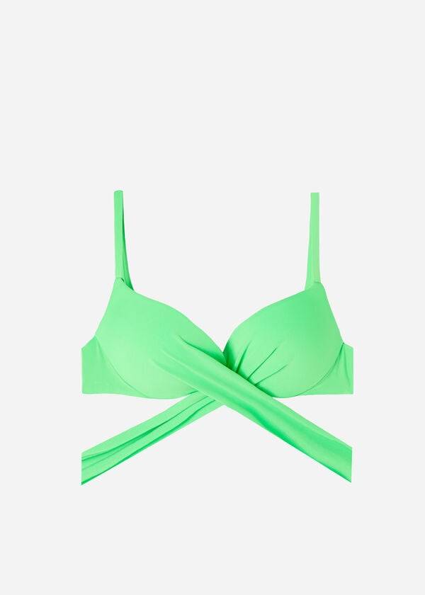 Bikini Tops Calzedonia Padded Push Up Indonesia Eco rosa Luz Verdes | BR1826OR