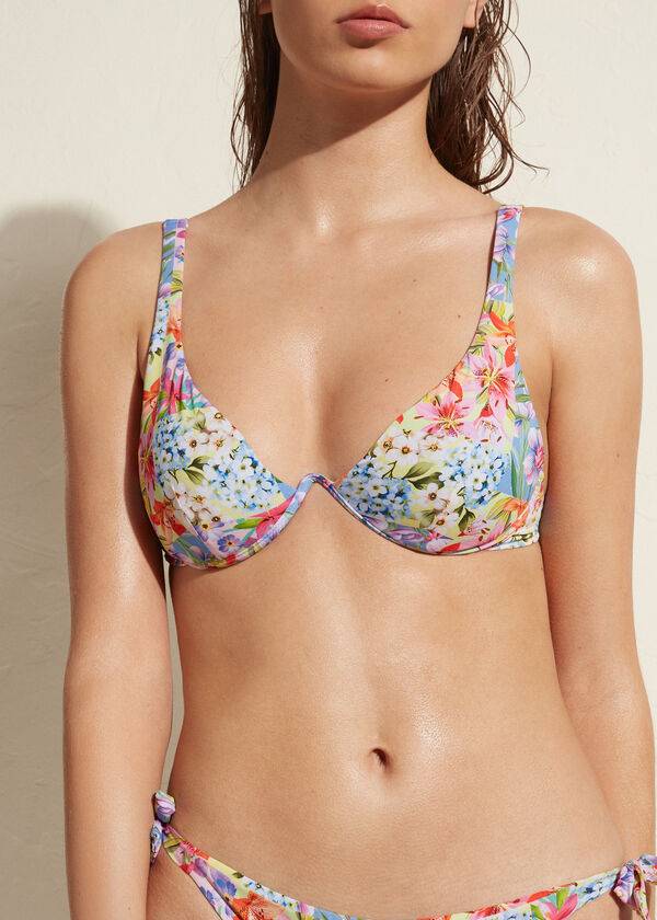 Bikini Tops Calzedonia Padded Push-Up Minorca Eco Multicoloridas | BR1866VD