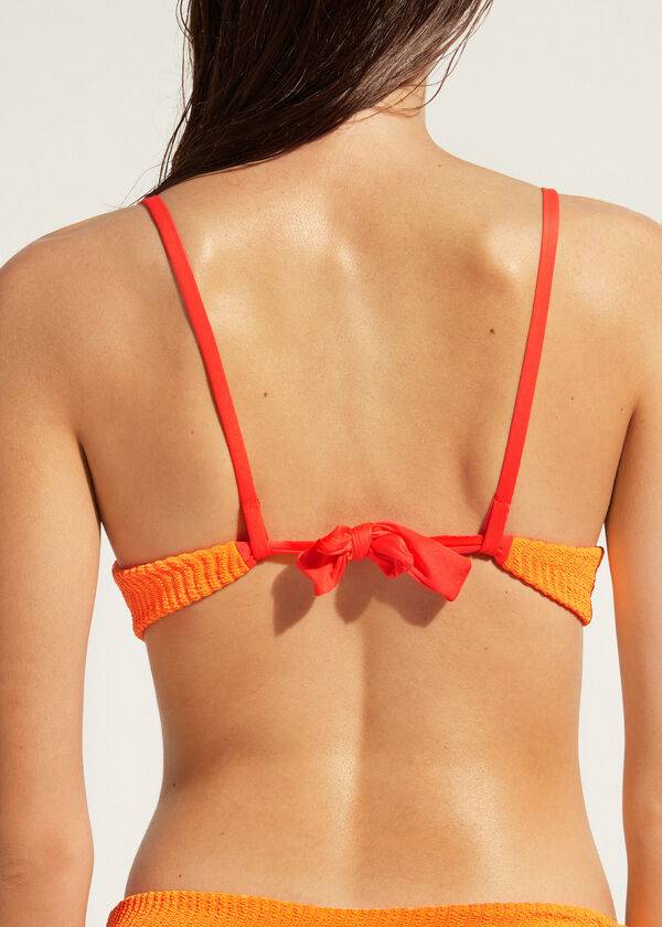 Bikini Tops Calzedonia Padded Push-Up Mykonos Laranja | BR1868NB