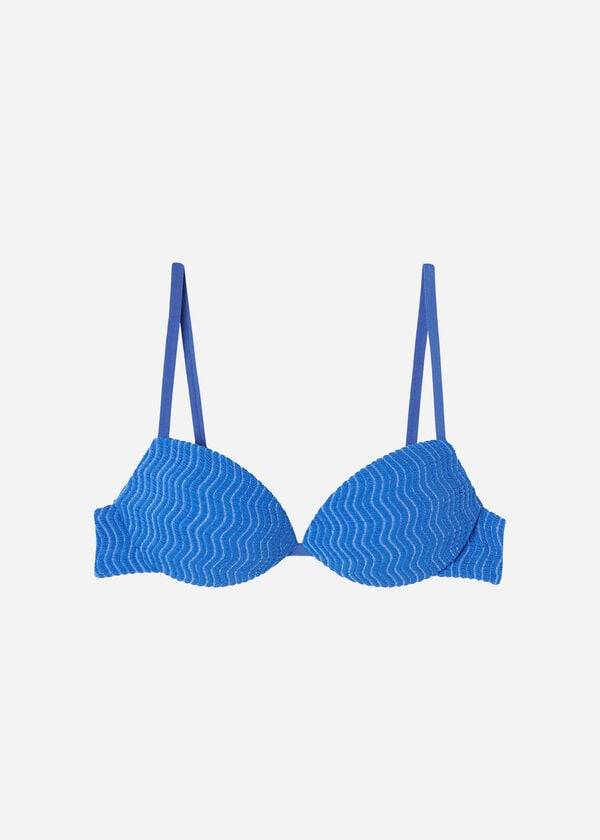 Bikini Tops Calzedonia Padded Push-Up Mykonos Azuis | BR1869MA