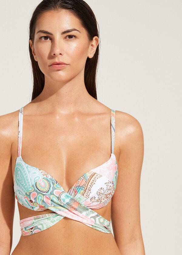 Bikini Tops Calzedonia Padded Push-Up Saint Tropez Azuis | BR1876UT