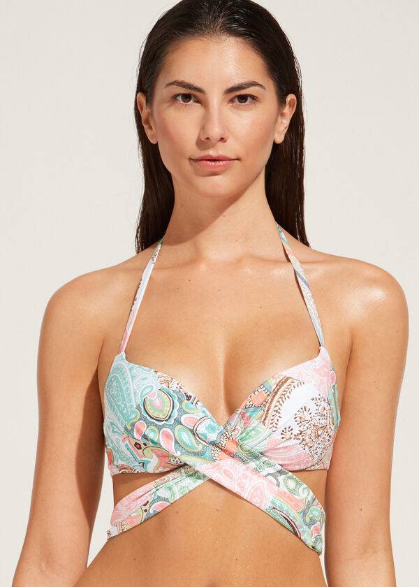 Bikini Tops Calzedonia Padded Push-Up Saint Tropez Azuis | BR1876UT