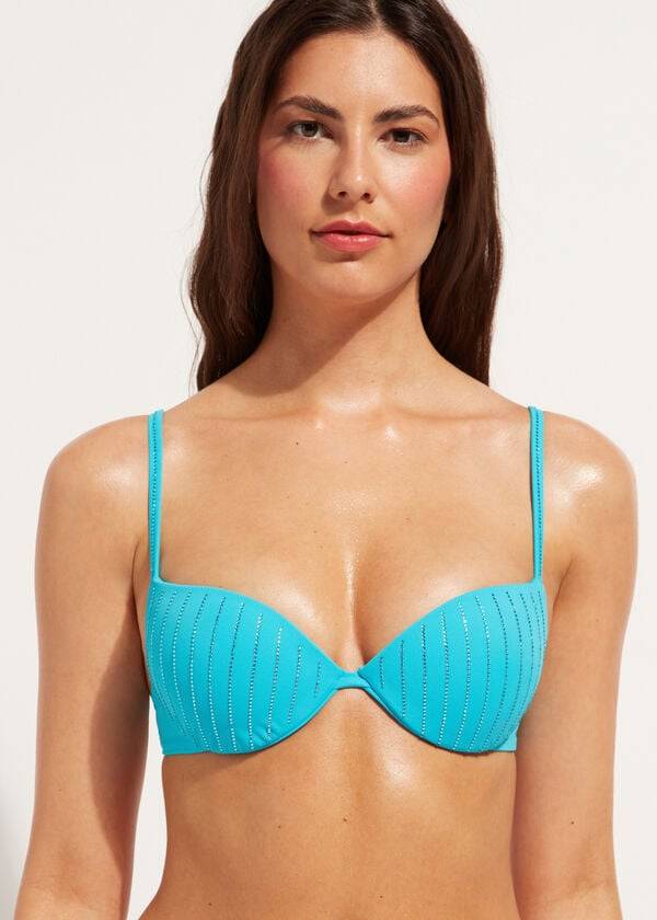 Bikini Tops Calzedonia Padded Push Up Shanghai Turquesa | BR1834JJ