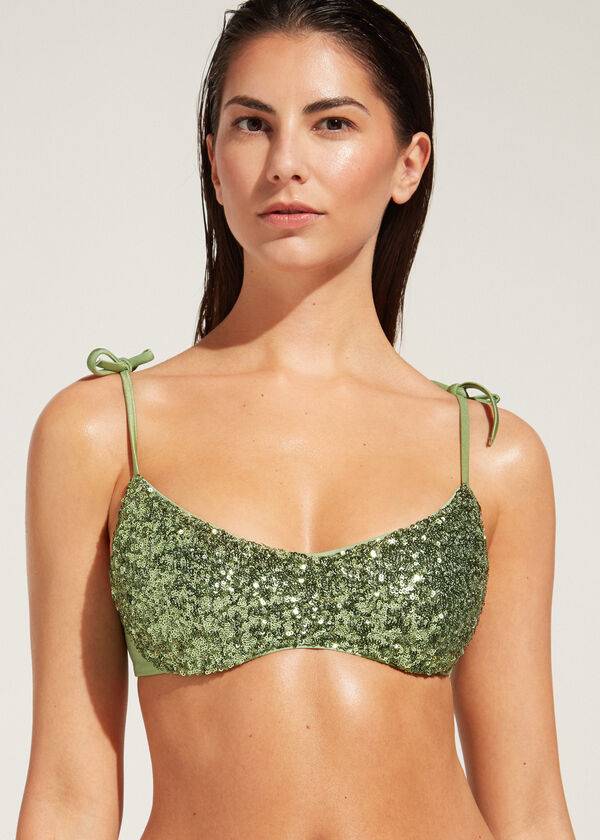 Bikini Tops Calzedonia Padded Tank-Style Cannes rosa Verdes | BR1887KI