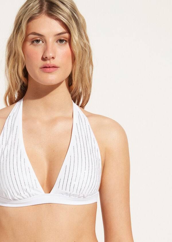 Bikini Tops Calzedonia Padded Triangle Shanghai Branco | BR1937HK