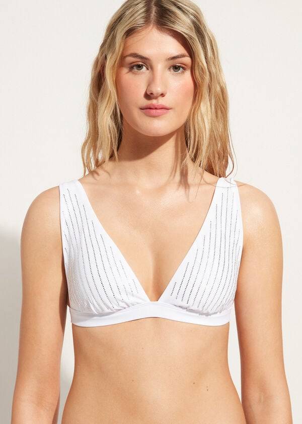 Bikini Tops Calzedonia Padded Triangle Shanghai Branco | BR1937HK