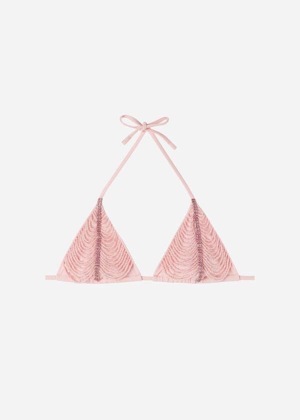 Bikini Tops Calzedonia Rhinestone Beaded Slide Triangle Manila Rosa | BR1957PQ