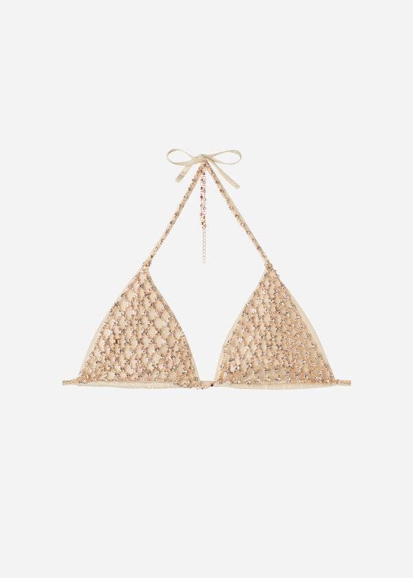 Bikini Tops Calzedonia Rhinestone Triangle String Luxor Douradas | BR1958AP