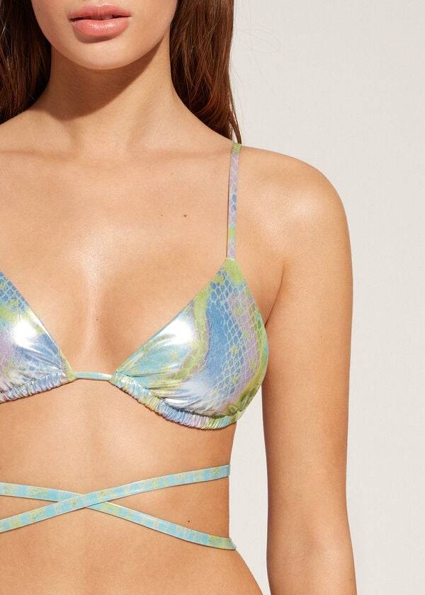 Bikini Tops Calzedonia Snake-Pattern Triangle String Las Palmas Verdes | BR1959SO