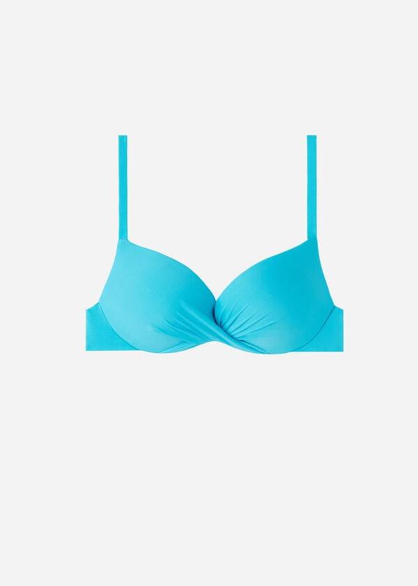 Bikini Tops Calzedonia Soft Graduated Super Padded Push-up Indonesia Turquesa | BR1960DN