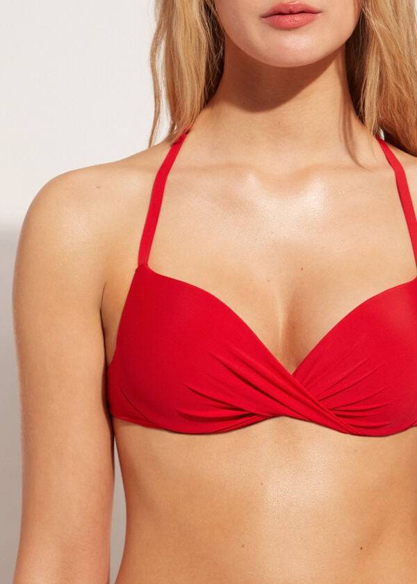 Bikini Tops Calzedonia Soft Graduated Super Padded Push-up Indonesia Vermelhas | BR1961FM