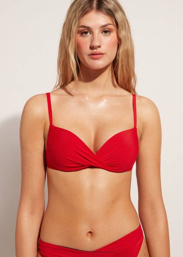 Bikini Tops Calzedonia Soft Graduated Super Padded Push-up Indonesia Vermelhas | BR1961FM