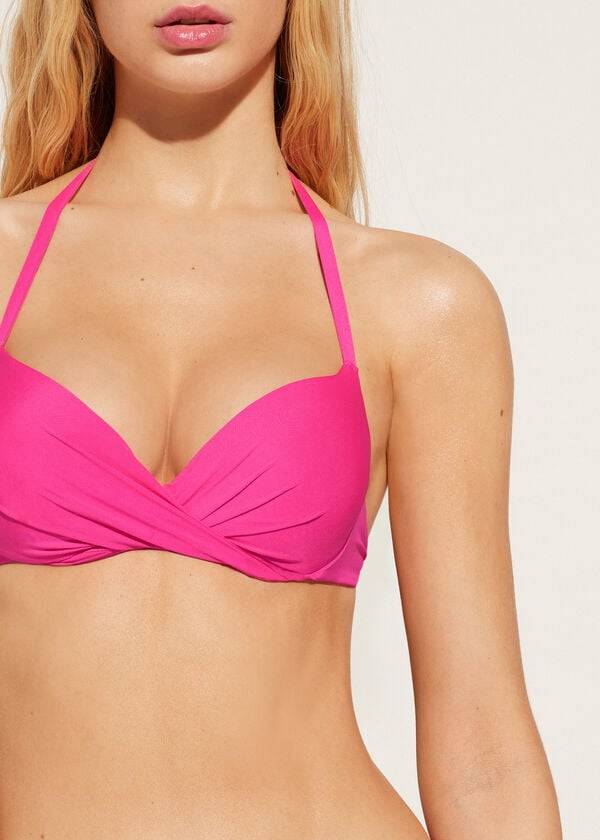 Bikini Tops Calzedonia Soft Graduated Super Padded Push-up Indonesia Eco Rosa | BR1963HK