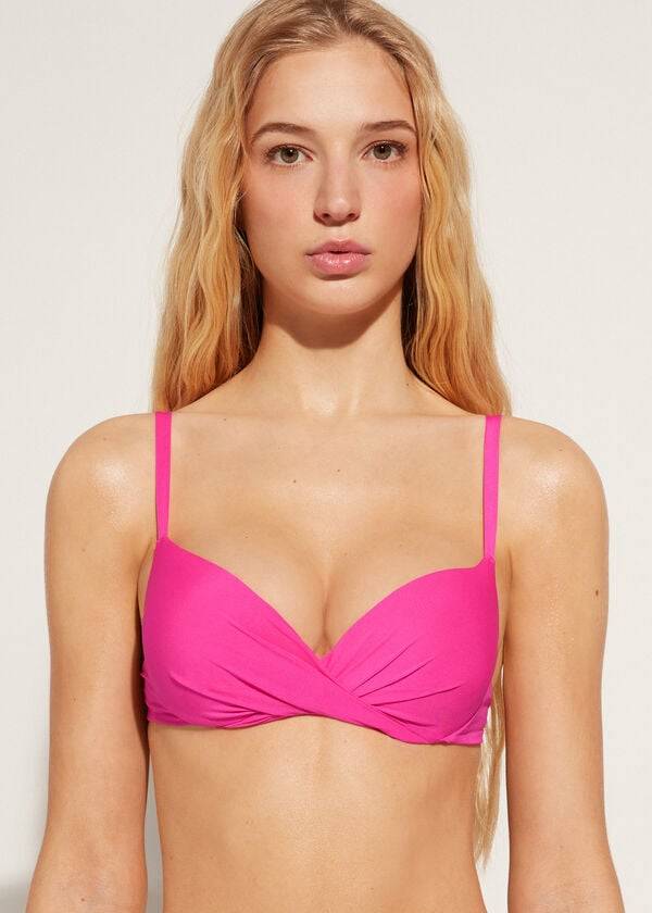 Bikini Tops Calzedonia Soft Graduated Super Padded Push-up Indonesia Eco Rosa | BR1963HK