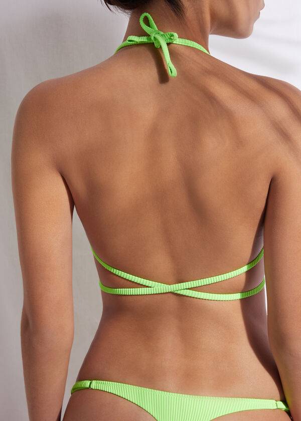 Bikini Tops Calzedonia Triangle Slide String New York Verdes | BR2022VD