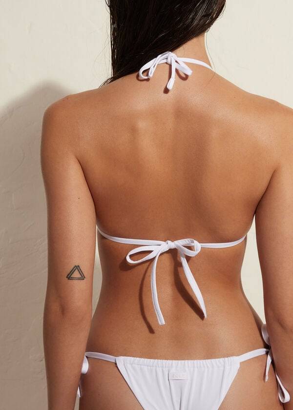 Bikini Tops Calzedonia Triangle String Indonesia Eco rosa Branco | BR2040GL