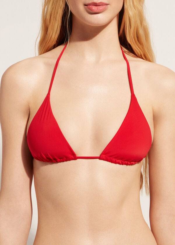 Bikini Tops Calzedonia Triangle String Indonesia Eco rosa Vermelhas | BR2046XF