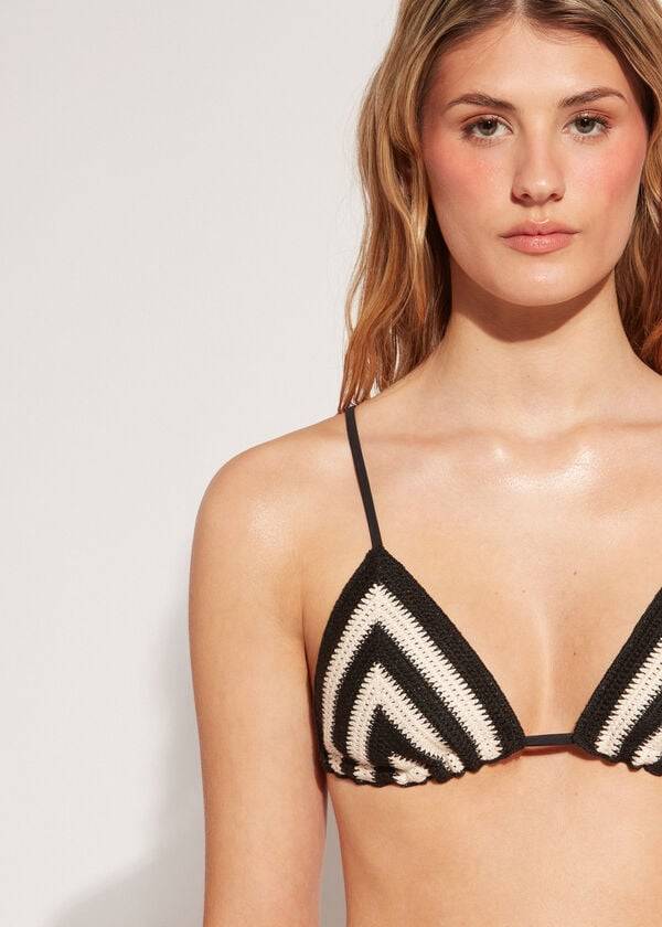 Bikini Tops Calzedonia Triangle String Mumbai Pretas Bege | BR2053WY