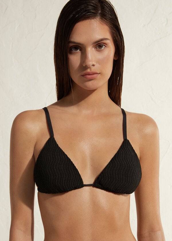 Bikini Tops Calzedonia Triangle String Mykonos Pretas | BR2055RW