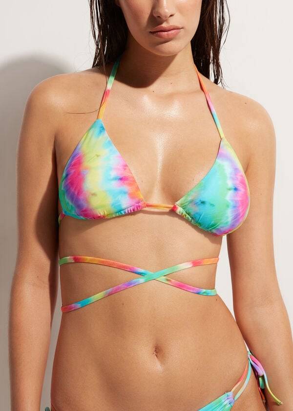 Bikini Tops Calzedonia Triangle String Orlando Multicoloridas | BR2057YU