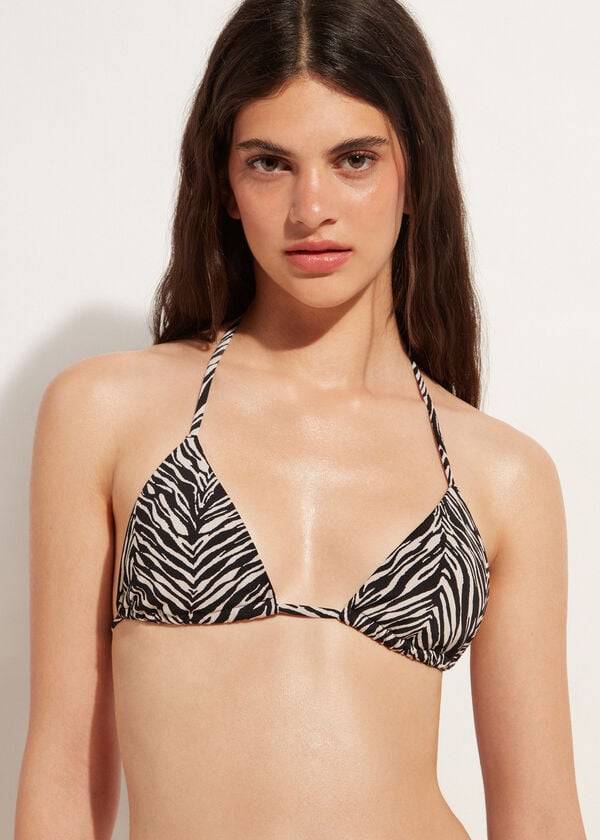 Bikini Tops Calzedonia Triangle String Zebra Nairobi Pretas | BR2065FM