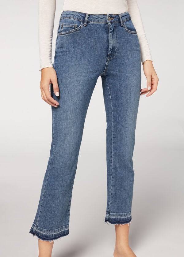 Calça Jeans Calzedonia Cropped Flare Azuis | BR2563VD