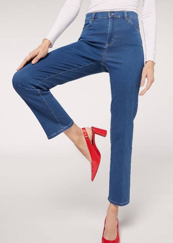 Calça Jeans Calzedonia Eco Comfort Azuis | BR2569JJ