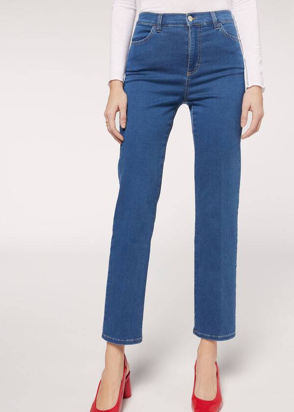 Calça Jeans Calzedonia Eco Comfort Azuis | BR2569JJ