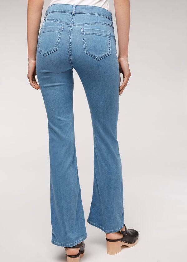 Calça Jeans Calzedonia Eco Light Flared Denim Azuis | BR2576PQ