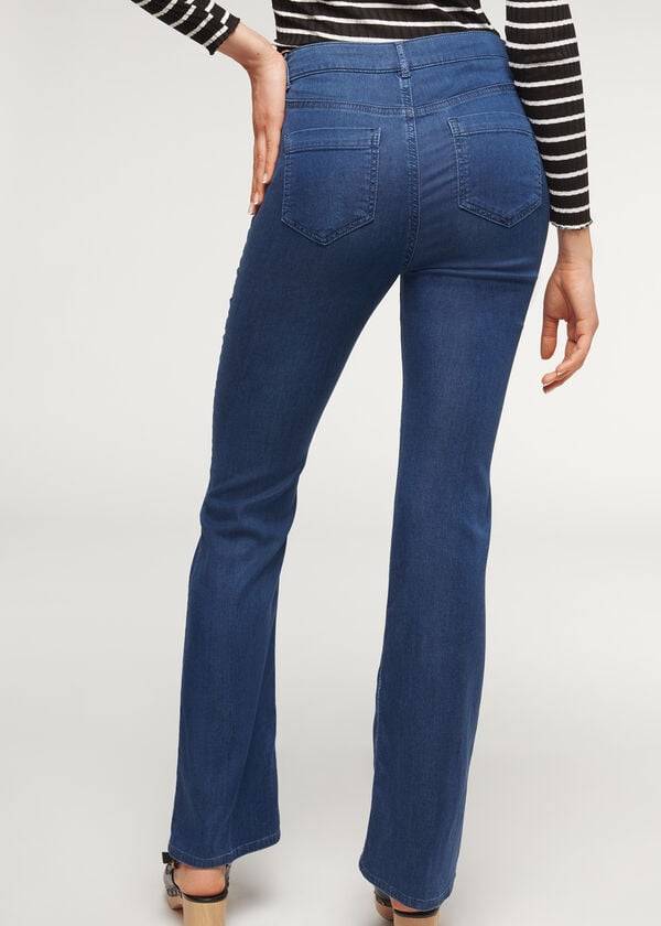 Calça Jeans Calzedonia Eco Light Flared Denim Azul Marinho | BR2577OR