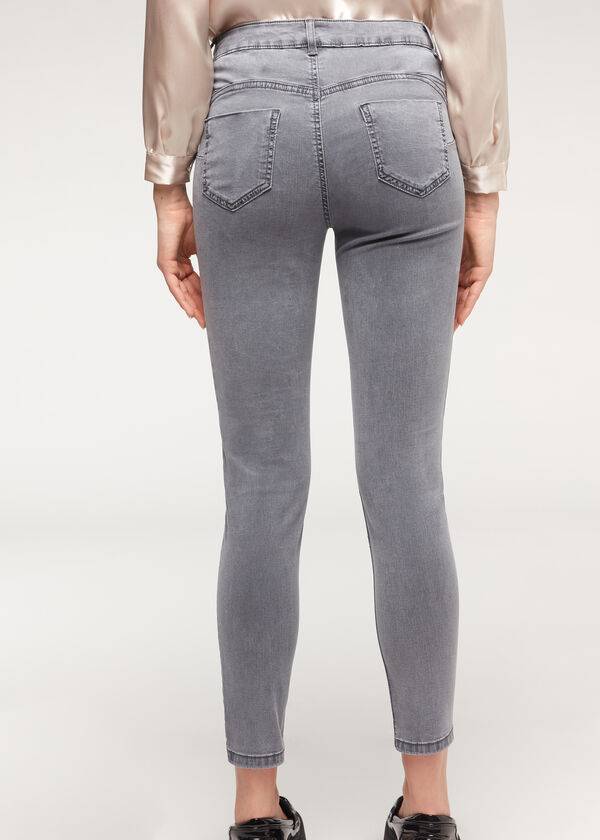 Calça Jeans Calzedonia Eco Light Push Up Denim Prateadas | BR2578IS