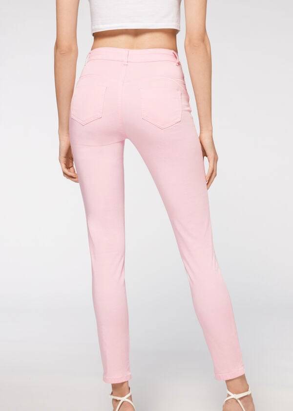 Calça Jeans Calzedonia Eco Light Push Up Denim Rosa | BR2579UT