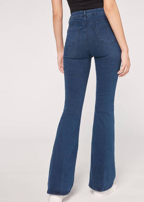 Calça Jeans Calzedonia Flared Azuis | BR2593LH