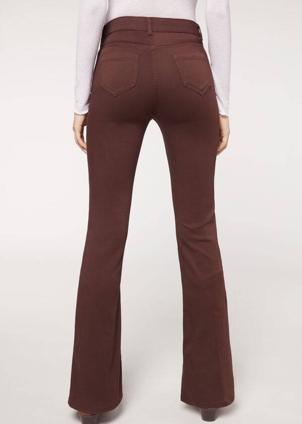 Calça Jeans Calzedonia Flared Marrom | BR2596HK