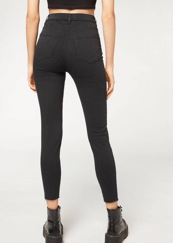 Calça Jeans Calzedonia High-Waist Skinny Pretas | BR2601AP