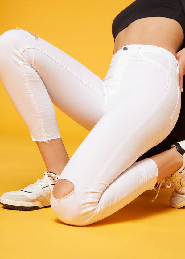 Calça Jeans Calzedonia High-Waist Skinny Branco | BR2602PQ